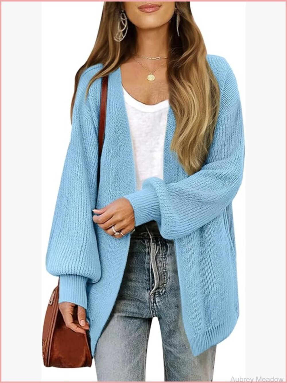 Oversized Long Cardigan Sweater Chunky Waffle Knit Open Front Dressy